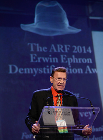 Bill Harvey receiving Erwin Ephron Demystification Award
